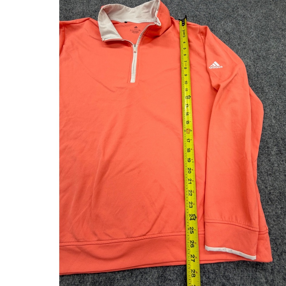 Adidas Mens Quarter Zip Pullover Orange Golf Sweatshirt 2XL Sustainable Logo - Picture 6 of 7